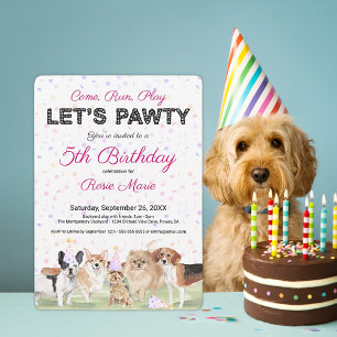 Invitation Jolie Fête d'anniversaire de chien personnalisée r