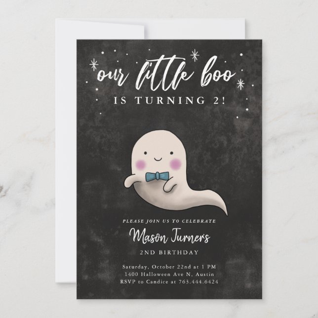 Invitation Jolie fête d'anniversaire de Ghost Boy Halloween (Devant)