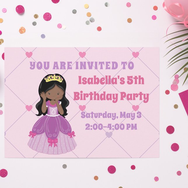 Invitation Jolie fête d'anniversaire de la princesse africain (Créateur téléchargé)