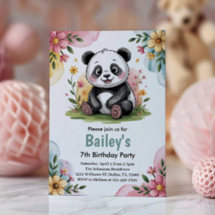 Invitation Jolie fête d'anniversaire de panda pour enfants av
