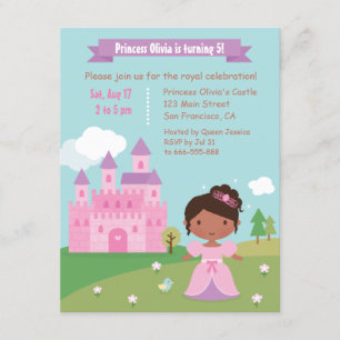 Invitation Jolie fête d'anniversaire de princesse afro-améric