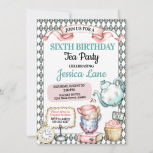 Invitation Jolie fête d'anniversaire de thé