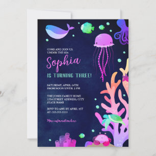 Invitation Jolie fête d'anniversaire sous la mer