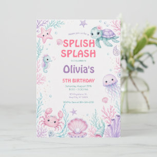 Invitation Jolie fête d'anniversaire sous la mer pour les fil