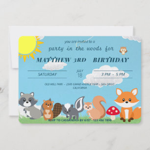 Invitation Jolie fête dans les animaux de la forêt Enfants An