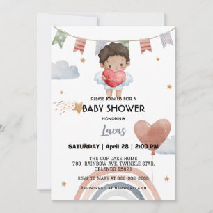 Invitation Jolie fête de baby shower avec ballon étoile arc-e