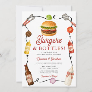 Invitation Jolie Fête de Burgers et Bouteilles Co-Éducative à