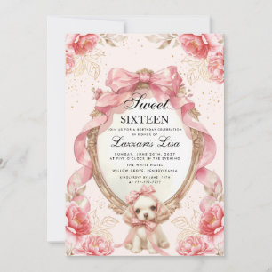 Invitation Jolie fête de chien Floral Anniversaire Sweet Seiz