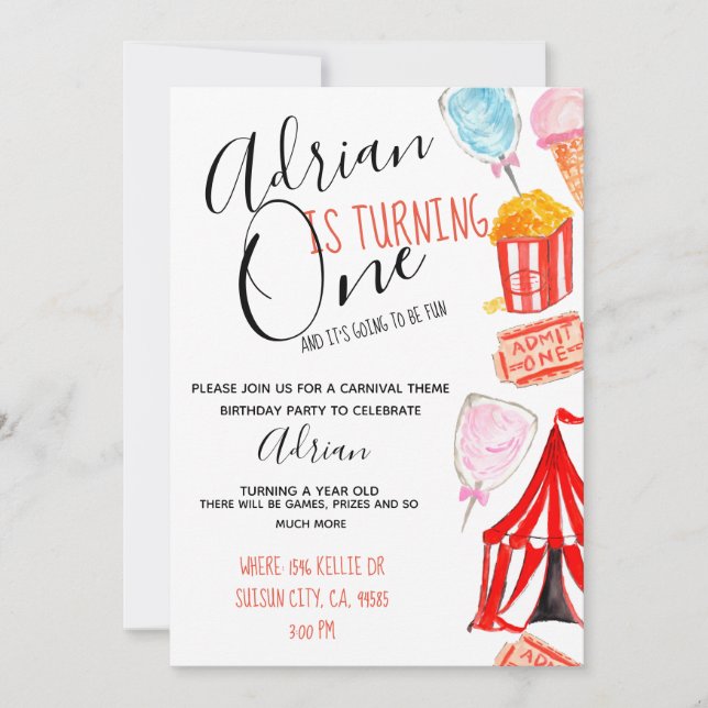 Invitation Jolie fête de cirque pour enfants carnaval (Devant)