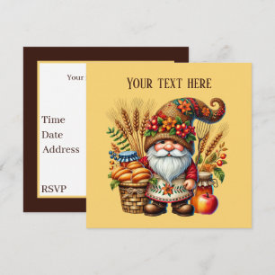 Invitation Jolie fête de gnome saisonnière d'automne