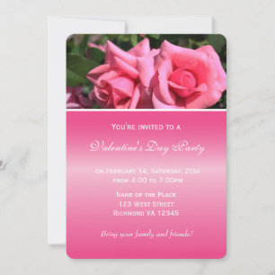 Invitation Jolie fête de la Saint Valentin avec deux fleurs r