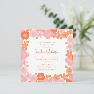 Invitation Jolie Fête de Mariage avec Bordure Florale Rose et