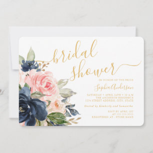 Invitation Jolie Fête de Mariage Florale Bleue Clair