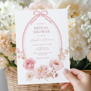 Invitation Jolie Fête de Mariage Florale en Rose