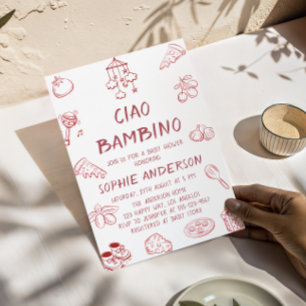 Invitation Jolie Fête de Naissance Bébé Italien Ciao Bambino