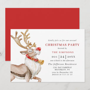 Invitation Jolie fête de Noël Cartoon Reindeer
