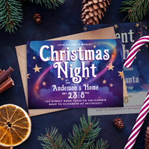 Invitation Jolie fête de Noël Croire en la magie Nuit Galaxie