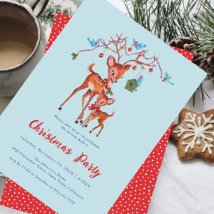 Invitation Jolie fête de Noël de cerfs de la forêt