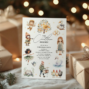 Invitation Jolie fête de Noël des 12 jours de Noël