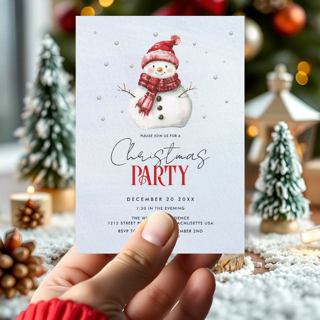 Invitation Jolie fête de Noël du bonhomme de neige et de neig (Créateur téléchargé)