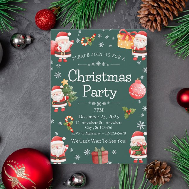 Invitation Jolie fête de Noël du Père Noël Rouge (Créateur téléchargé)