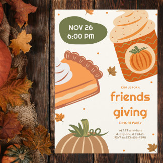 Invitation Jolie fête de Thanksgiving avec tarte au potiron e
