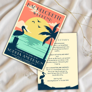 Invitation Jolie fête de week-end de jeune fille tropicale ro
