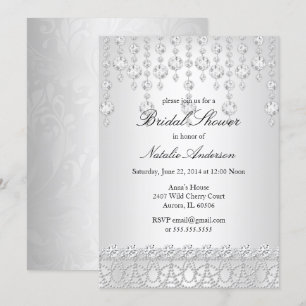 Invitation Jolie Fête des mariées Crystal gris argenté blanc