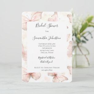 Invitation Jolie Fête des mariées de papillons roses