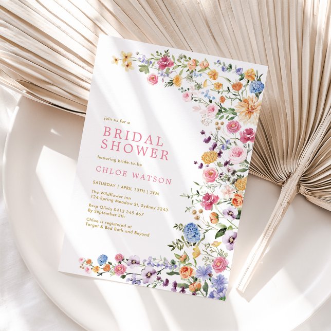 Invitation Jolie Fête des mariées de prairie Fleur sauvage (Créateur téléchargé)