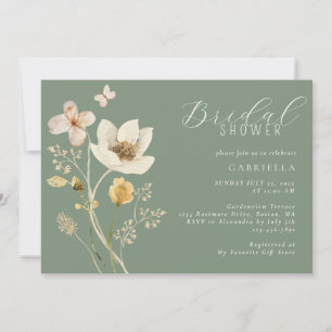 Invitation Jolie Fête des mariées Fleur sauvage Sage Green Cr