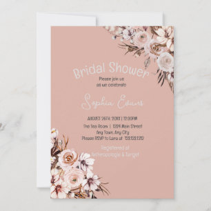Invitation Jolie Fête des mariées Florale Boho Tan