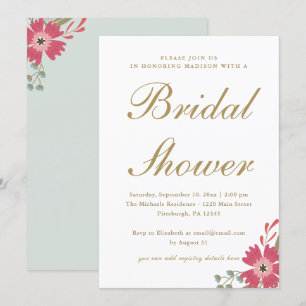 Invitation Jolie Fête des mariées verte à la menthe