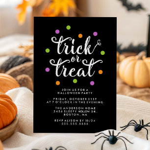 Invitation Jolie Fête d'Halloween avec Confettis pour un Tric