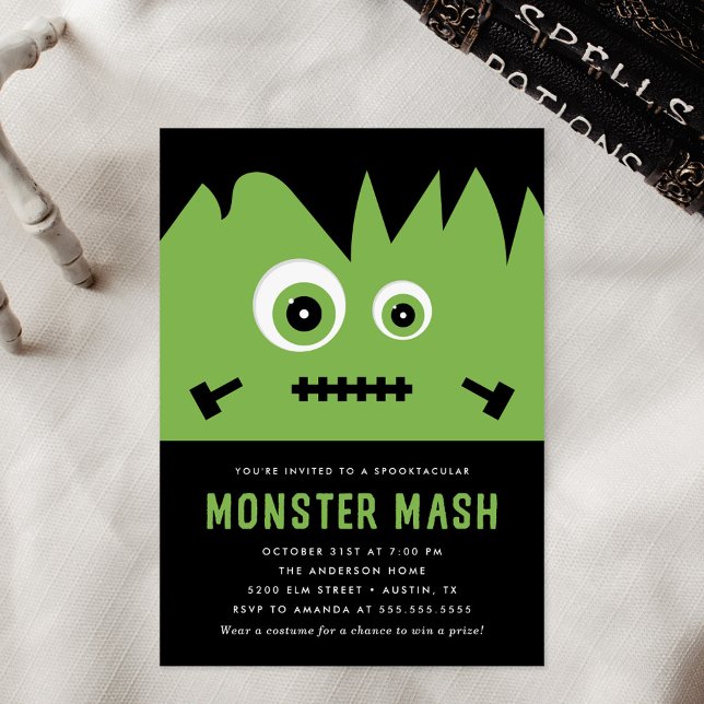 Invitation Jolie fête d'Halloween Monster Vert (Créateur téléchargé)