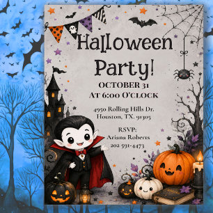 Invitation Jolie fête d'Halloween pour enfants avec Dracula v