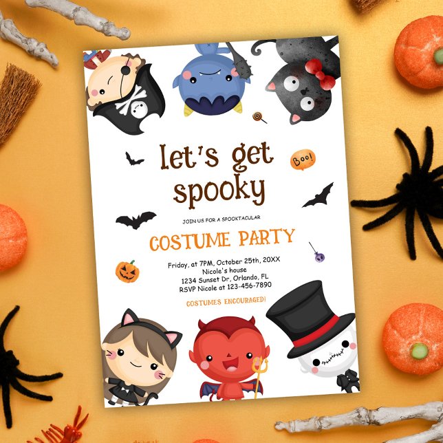 Invitation Jolie fête du costume d'Halloween enfants (Cute Halloween Costume Party Birthday Invitation)