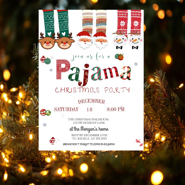 Invitation Jolie fête du pyjama de Noël (Créateur téléchargé)