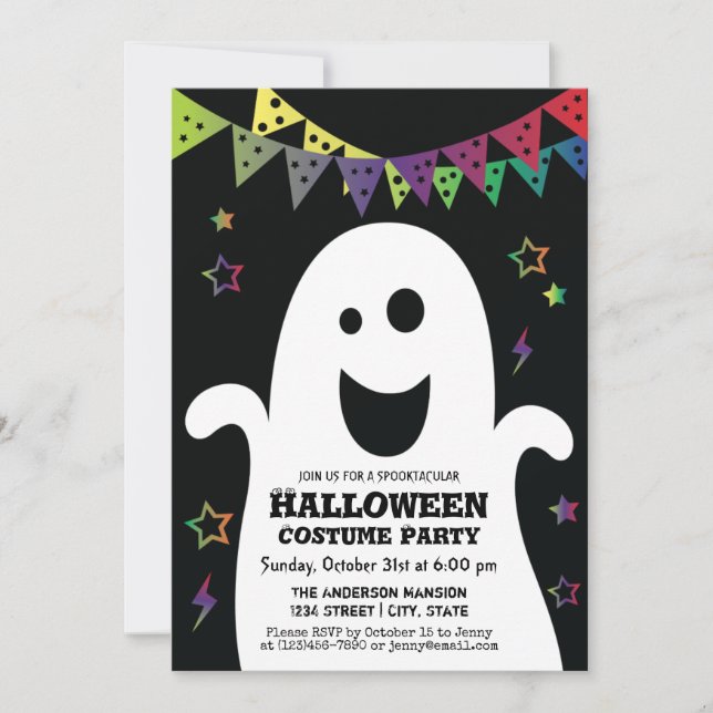 Invitation Jolie fête Éffrayante Fantôme Halloween Costume (Devant)