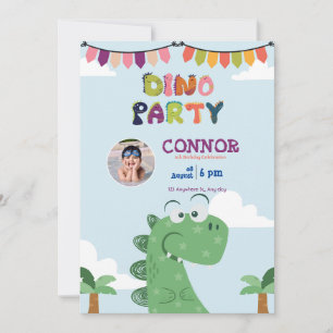 Invitation Jolie fête verte tyrannosaurus Rex/ T-Rex annivers