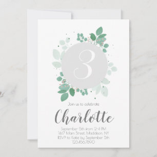 Invitation Jolie fille Anniversaire fleuri