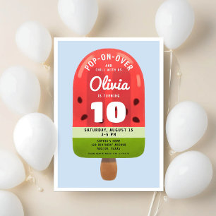 Invitation Jolie Fille au Popsicle de Melon Dixième Anniversa