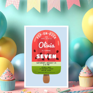 Invitation Jolie fille au popsicle de melon pour son 7ème ann