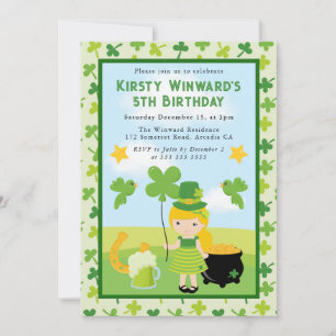 Invitation Jolie fille aux cheveux blonds St Patrick's Annive