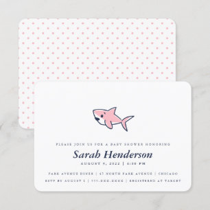 Invitation Jolie fille Baby shower de requin rose à main
