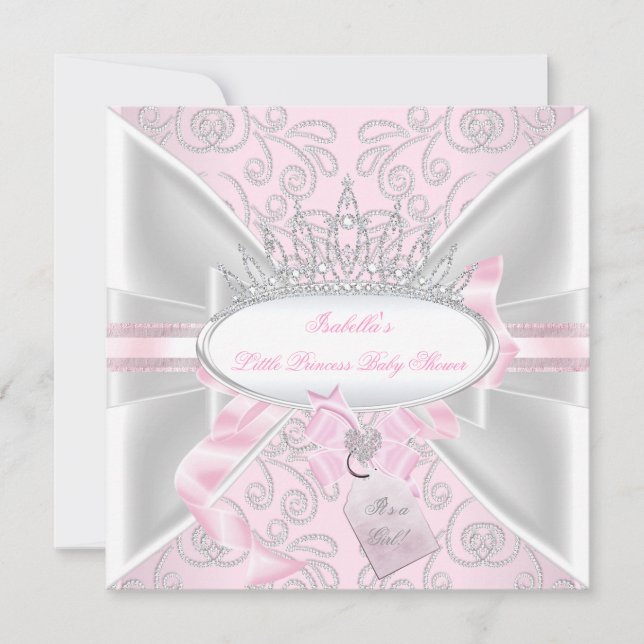 Invitation Jolie fille Baby shower Little Princess Diamonds b (Devant)