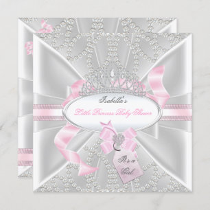 Invitation Jolie fille Baby shower Petite princesse Diamants