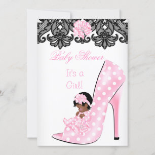 Invitation Jolie fille Baby shower rose bébé dentelle de chau
