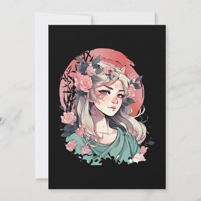 Invitation Jolie Fille d'Anime (Devant)