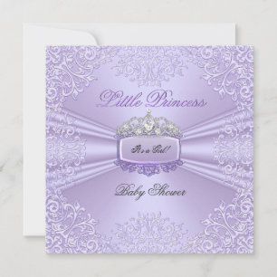 Invitation Jolie Fille de Fête de Bébé Princesse Tiara Lavand